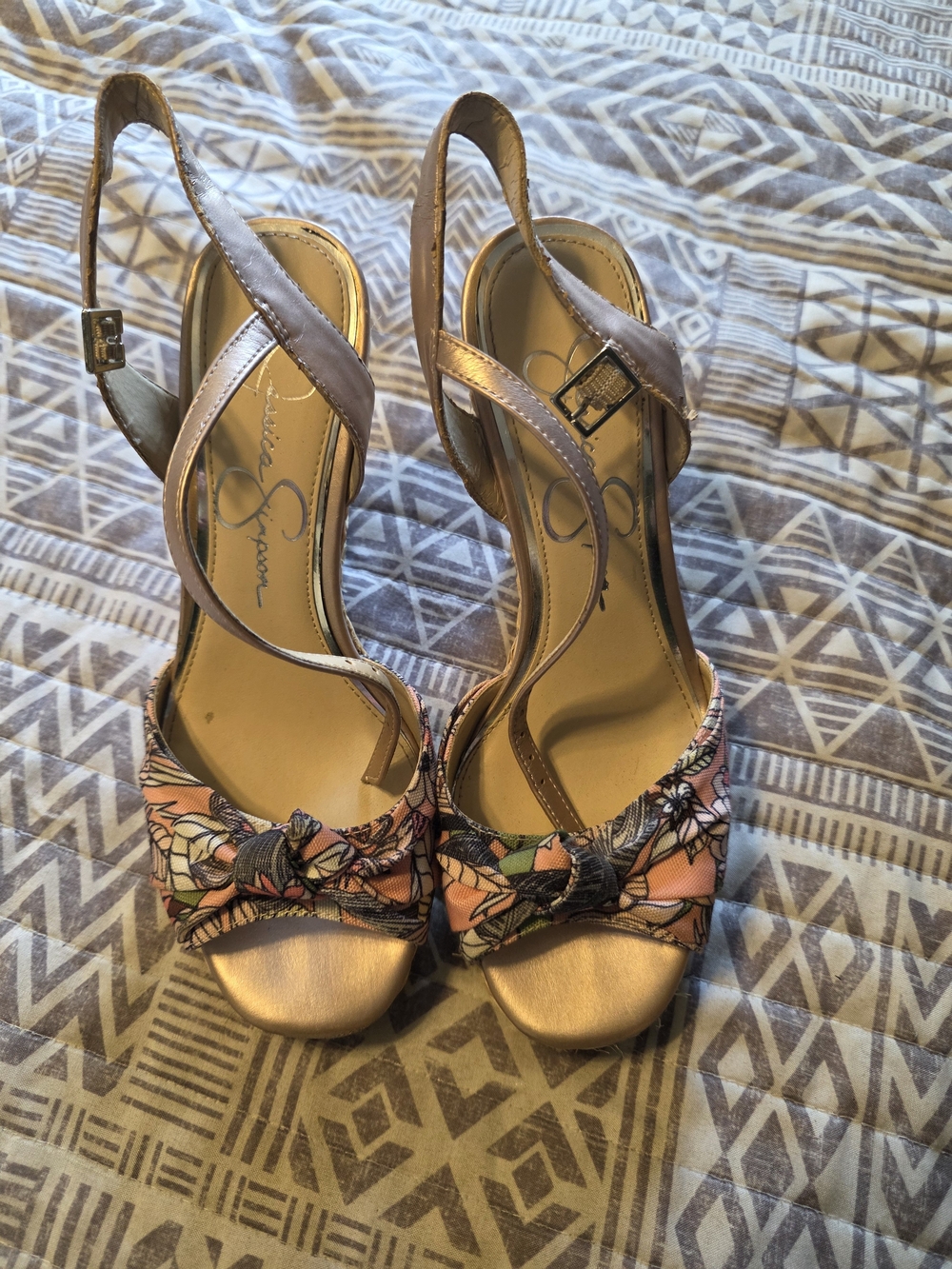 Jessica Simpson Pink Floral Bow Slingback Sandals